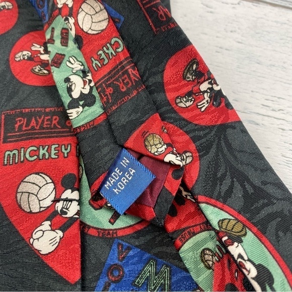 Vintage Mickey Unlimited Player Of The Year Black Red Poly Necktie Tie - Picture 4 of 6